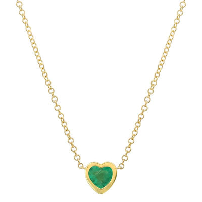Heart Shaped Emerald Bezel Set Necklace by Kury - Available at SHOPKURY.COM. Free Shipping on orders over $200. Trusted jewelers since 1965, from San Juan, Puerto Rico.