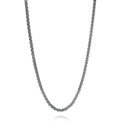 3mm Gunmetal Round Box Chain by Italgem - Available at SHOPKURY.COM. Free Shipping on orders over $200. Trusted jewelers since 1965, from San Juan, Puerto Rico.