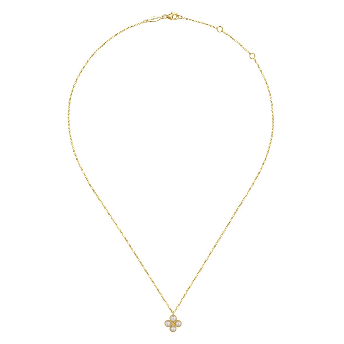 Pearl Flower Necklace by Gabriel & Co. - Available at SHOPKURY.COM. Free Shipping on orders over $200. Trusted jewelers since 1965, from San Juan, Puerto Rico.