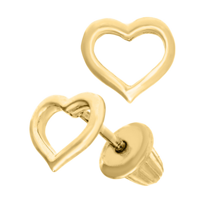 Open Heart Smooth Kids Earrings by Kury - Available at SHOPKURY.COM. Free Shipping on orders over $200. Trusted jewelers since 1965, from San Juan, Puerto Rico.