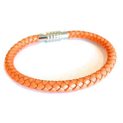 Orange Leather Bracelet by Kermar - Available at SHOPKURY.COM. Free Shipping on orders over $200. Trusted jewelers since 1965, from San Juan, Puerto Rico.