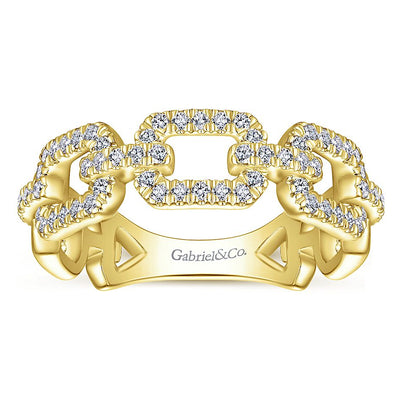 Diamonds Links Yellow Gold Ring by Gabriel & Co. - Available at SHOPKURY.COM. Free Shipping on orders over $200. Trusted jewelers since 1965, from San Juan, Puerto Rico.