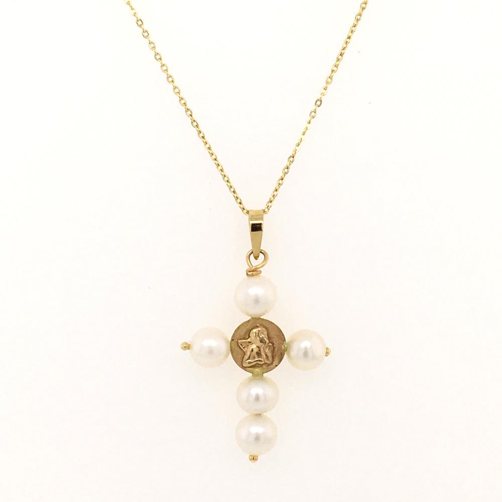 Angelito Pearl Cross Pendant by Kury - Available at SHOPKURY.COM. Free Shipping on orders over $200. Trusted jewelers since 1965, from San Juan, Puerto Rico.