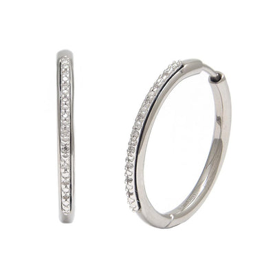 Steel Diamond Hoops by Kury - Available at SHOPKURY.COM. Free Shipping on orders over $200. Trusted jewelers since 1965, from San Juan, Puerto Rico.