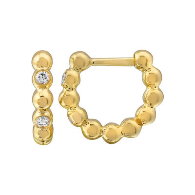 11MM Beaded Diamond Huggie Earrings by Kury - Available at SHOPKURY.COM. Free Shipping on orders over $200. Trusted jewelers since 1965, from San Juan, Puerto Rico.