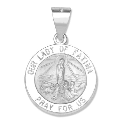 Our lady of Fatima 15MM Pendant 14KW by Kury - Available at SHOPKURY.COM. Free Shipping on orders over $200. Trusted jewelers since 1965, from San Juan, Puerto Rico.