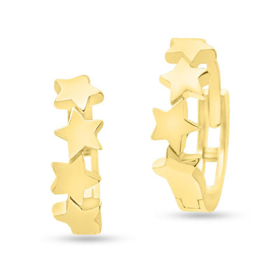 Star Extravaganza Huggie Earrings 14K by Kury - Available at SHOPKURY.COM. Free Shipping on orders over $200. Trusted jewelers since 1965, from San Juan, Puerto Rico.