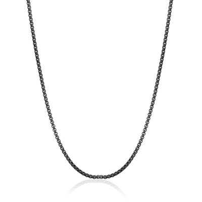 2.5MM Black IP Steel Round Box Chain by Italgem - Available at SHOPKURY.COM. Free Shipping on orders over $200. Trusted jewelers since 1965, from San Juan, Puerto Rico.