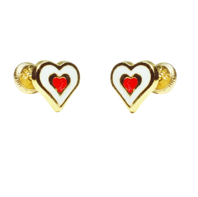 White and Red Heart Stud Earrings by Kury - Available at SHOPKURY.COM. Free Shipping on orders over $200. Trusted jewelers since 1965, from San Juan, Puerto Rico.