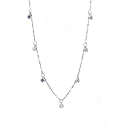 Dancing Diamond and Sapphire Necklace by Kury - Available at SHOPKURY.COM. Free Shipping on orders over $200. Trusted jewelers since 1965, from San Juan, Puerto Rico.