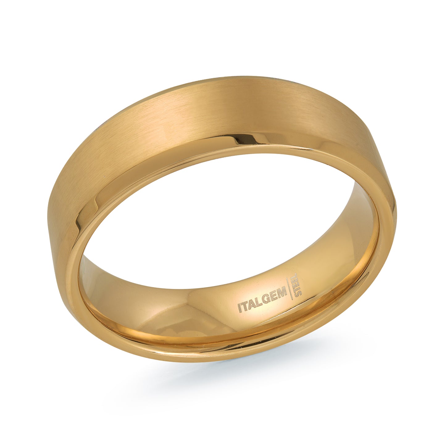 Thiago Yellow IP Bevel Edge 6.5mm Ring by Italgem - Available at SHOPKURY.COM. Free Shipping on orders over $200. Trusted jewelers since 1965, from San Juan, Puerto Rico.