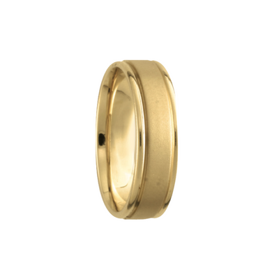 Brushed 6mm Yellow Gold Band by Kury Bridal - Available at SHOPKURY.COM. Free Shipping on orders over $200. Trusted jewelers since 1965, from San Juan, Puerto Rico.