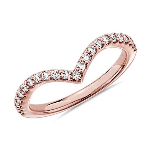 V Curve Thin .09ct Diamond Ring 14KR by Kury Bridal - Available at SHOPKURY.COM. Free Shipping on orders over $200. Trusted jewelers since 1965, from San Juan, Puerto Rico.