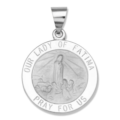 Out Lady of Fatima 18mm pendant 14KW by Kury - Available at SHOPKURY.COM. Free Shipping on orders over $200. Trusted jewelers since 1965, from San Juan, Puerto Rico.