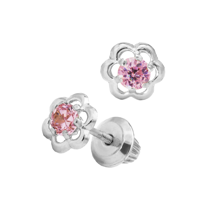 Pink Flower Studs by Kury - Available at SHOPKURY.COM. Free Shipping on orders over $200. Trusted jewelers since 1965, from San Juan, Puerto Rico.