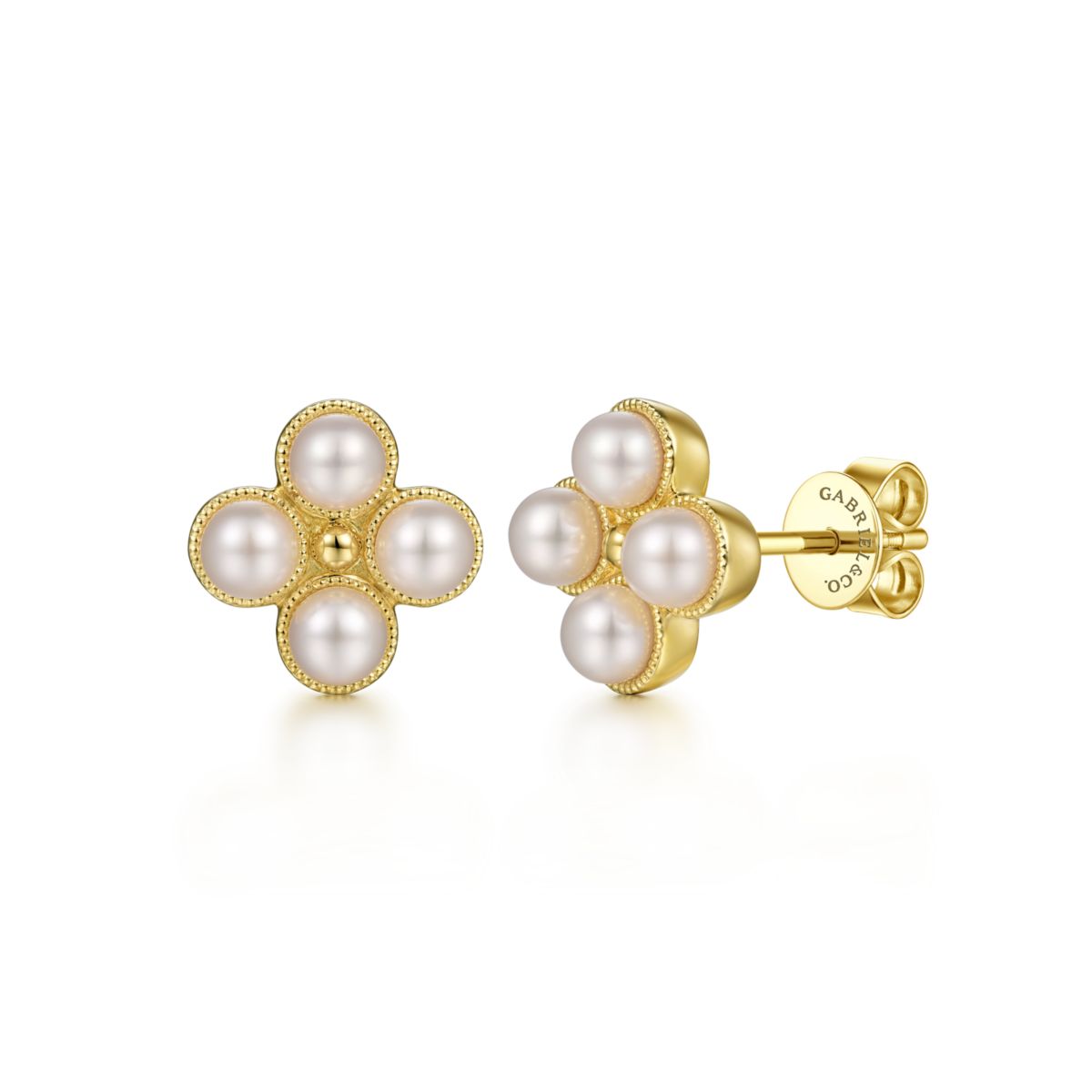 10MM Pearl Flower Stud Earrings by Gabriel & Co. - Available at SHOPKURY.COM. Free Shipping on orders over $200. Trusted jewelers since 1965, from San Juan, Puerto Rico.