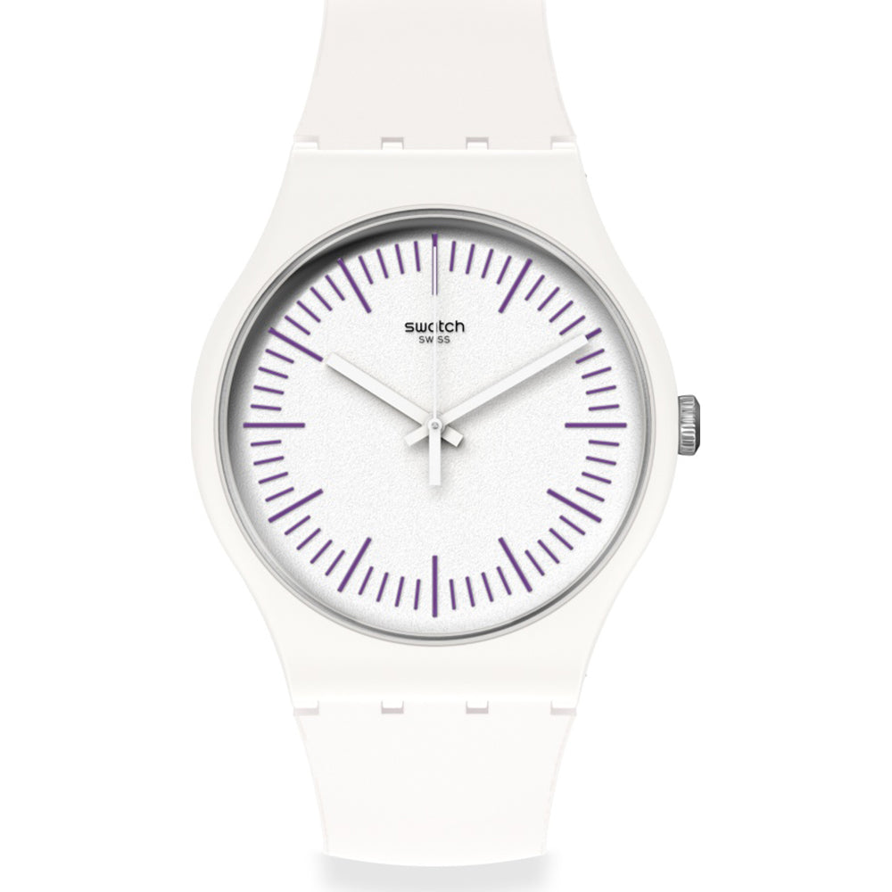 whitenpurple by Swatch - Available at SHOPKURY.COM. Free Shipping on orders over $200. Trusted jewelers since 1965, from San Juan, Puerto Rico.