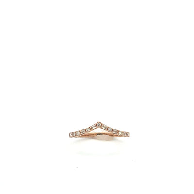 Curve Baguette Round Diamond Ring 18KR - SHOPKURY.COM