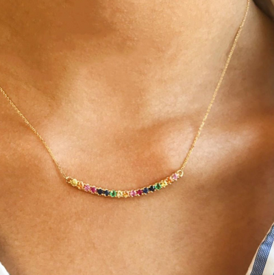 Rainbow Smile Bar Necklace by Kury - Available at SHOPKURY.COM. Free Shipping on orders over $200. Trusted jewelers since 1965, from San Juan, Puerto Rico.