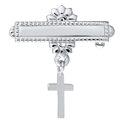 14K White Gold Baby Pin with Cross by Kury - Available at SHOPKURY.COM. Free Shipping on orders over $200. Trusted jewelers since 1965, from San Juan, Puerto Rico.