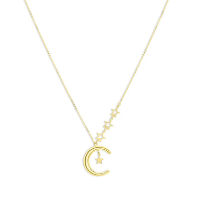 Moon and Stars 14K Necklace by Kury - Available at SHOPKURY.COM. Free Shipping on orders over $200. Trusted jewelers since 1965, from San Juan, Puerto Rico.
